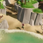 Caça com arco em ação na natureza selvagem.