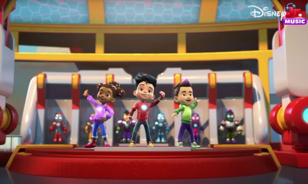 Imagem da série Iron Man and His Awesome Friends mostrando os jovens heróis da Marvel em pose de ação.