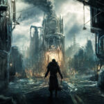 Cidade congelada com torre de gerador central em meio a um deserto de neve, representando o cenário de sobrevivência de Frostpunk 2.