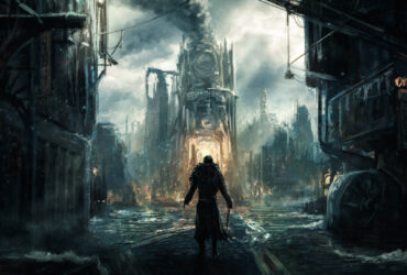 Cidade congelada com torre de gerador central em meio a um deserto de neve, representando o cenário de sobrevivência de Frostpunk 2.