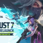 Arte promocional do relançamento global de Farlight 84 com novos personagens e data de lançamento marcada para 7 de agosto.