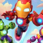 Imagem promocional da série Iron Man and His Awesome Friends, com Tony Stark, Riri Williams e Amadeus Cho em trajes heroicos animados.