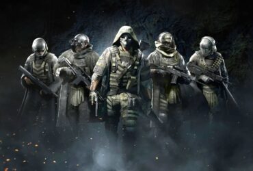 Soldados de elite armados em formação, em ambiente sombrio e com fumaça ao fundo, representando o novo Ghost Recon