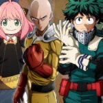 Montagem com personagens de animes populares como Chainsaw Man, Spy x Family, One Punch Man, Boku no Hero Academia e Tate no Yuusha, representando os destaques da temporada de outono 2025.