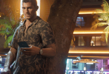 Personagem Jason olhando celular em GTA 6