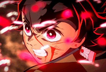 Tanjiro Kamado em batalha intensa usando a Respiração do Sol em Demon Slayer.