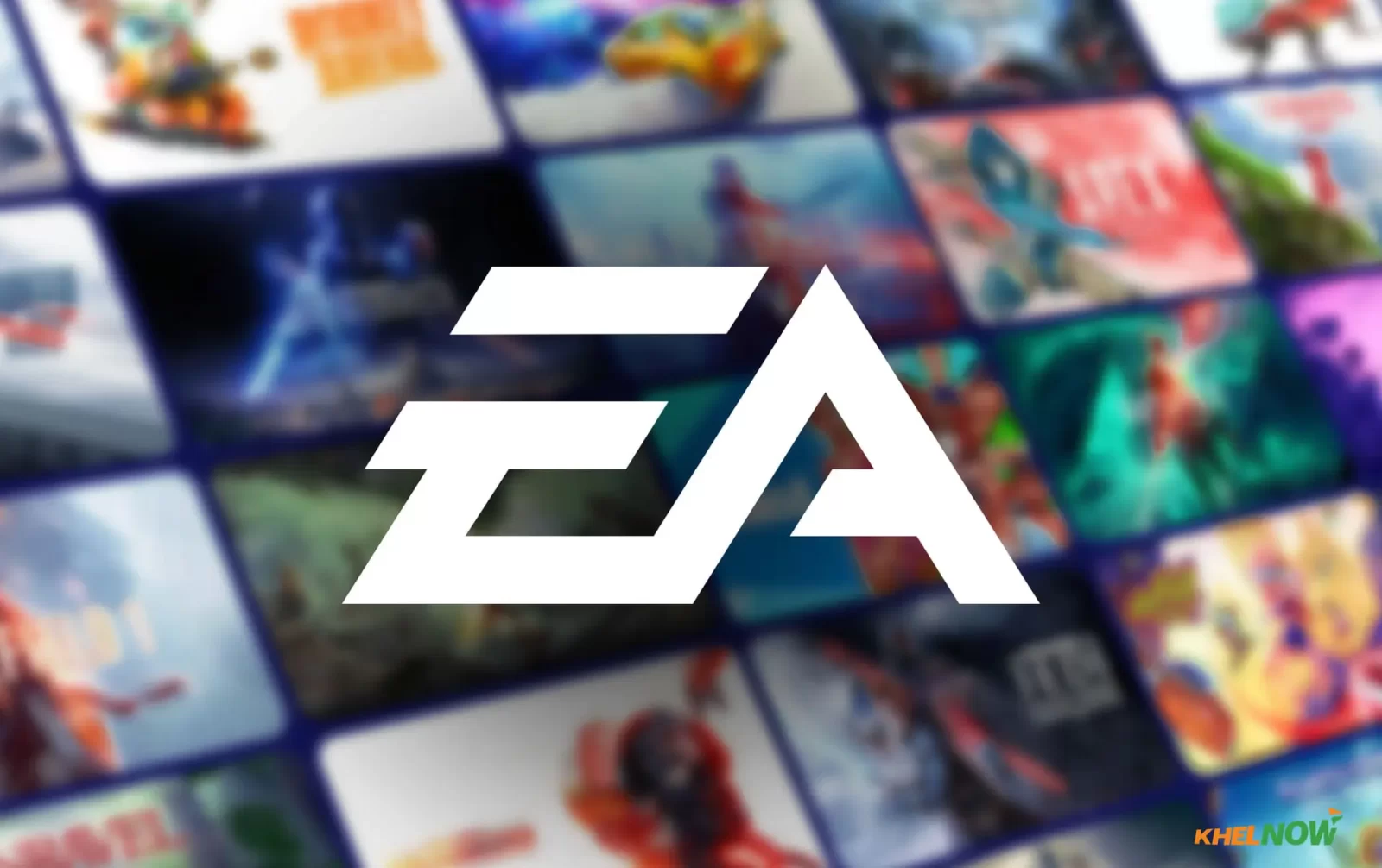 Logo da Electronic Arts em destaque em fundo escuro.