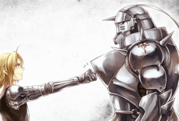 Edward Elric e Alphonse Elric se cumprimentando com um toque de punhos, simbolizando união e irmandade em Fullmetal Alchemist.