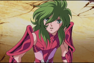 Shun de Andrômeda usando sua armadura rosa em Cavaleiros do Zodíaco.