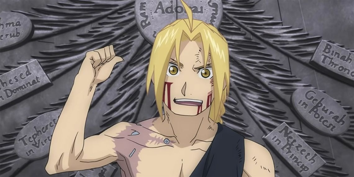 Edward Elric diante da Verdade em Fullmetal Alchemist, mostrando determinação após sacrifícios.