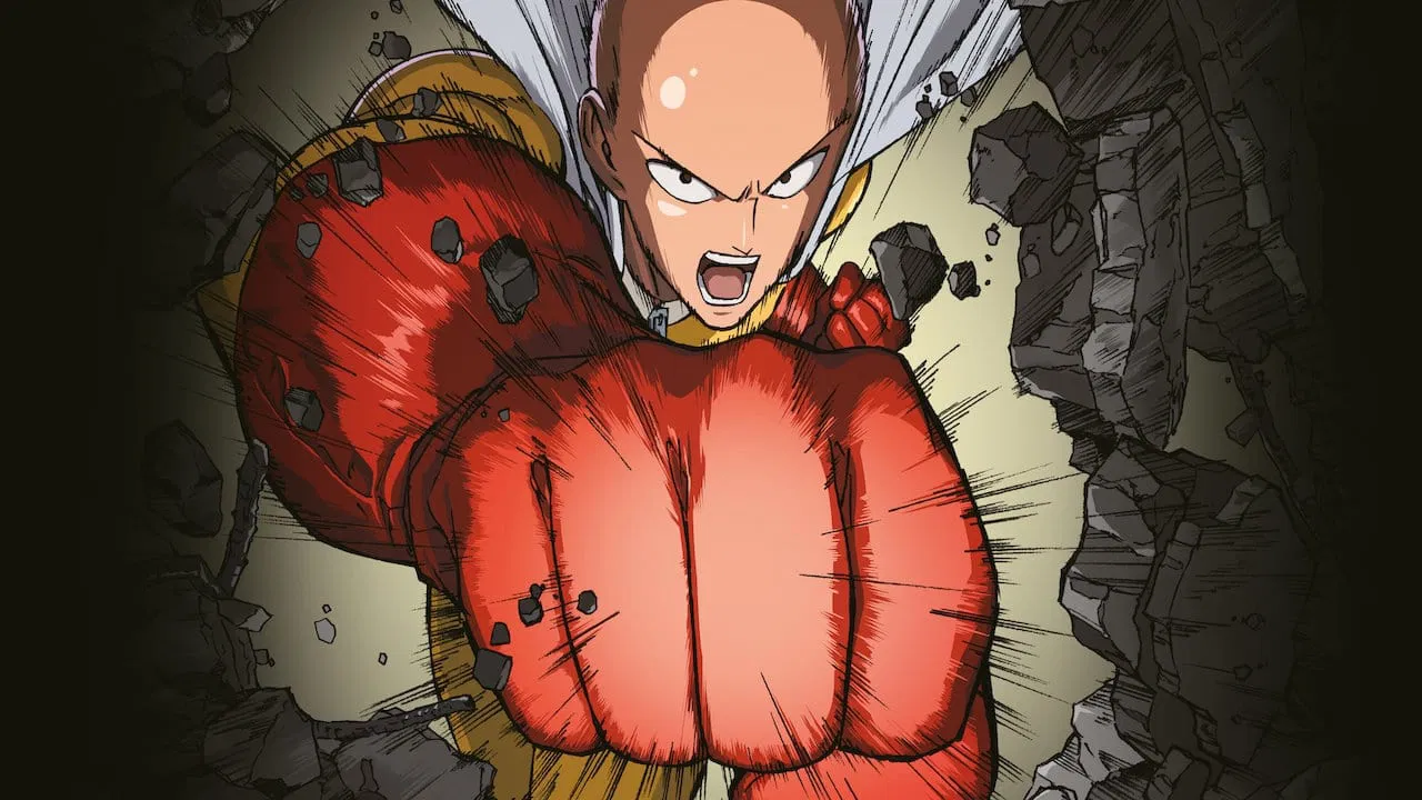 Saitama, protagonista de One Punch Man, dá um soco destruidor em cena promocional da nova temporada de outubro 2025.