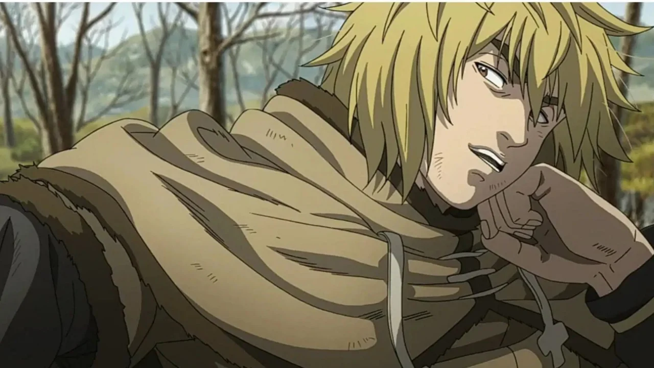 Thorfinn de Vinland Saga em uma cena contemplativa, representando protagonistas humanos nos animes.