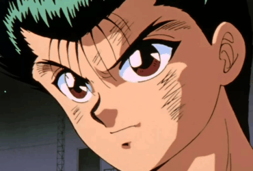 Yusuke Urameshi determinado em cena de Yu Yu Hakusho, com olhar firme e expressão marcada por batalhas.