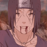 Itachi Uchiha sorrindo em seus últimos momentos antes de morrer em Naruto Shippuden.