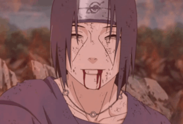 Itachi Uchiha sorrindo em seus últimos momentos antes de morrer em Naruto Shippuden.