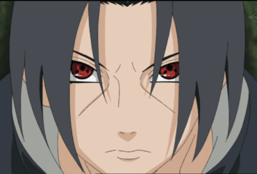 Itachi Uchiha ativando o Sharingan em Naruto, cena marcante do clã Uchiha.