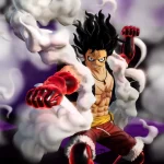 Monkey D. Luffy em sua forma Gear Fourth durante batalha em One Piece Pirate Warriors 4.