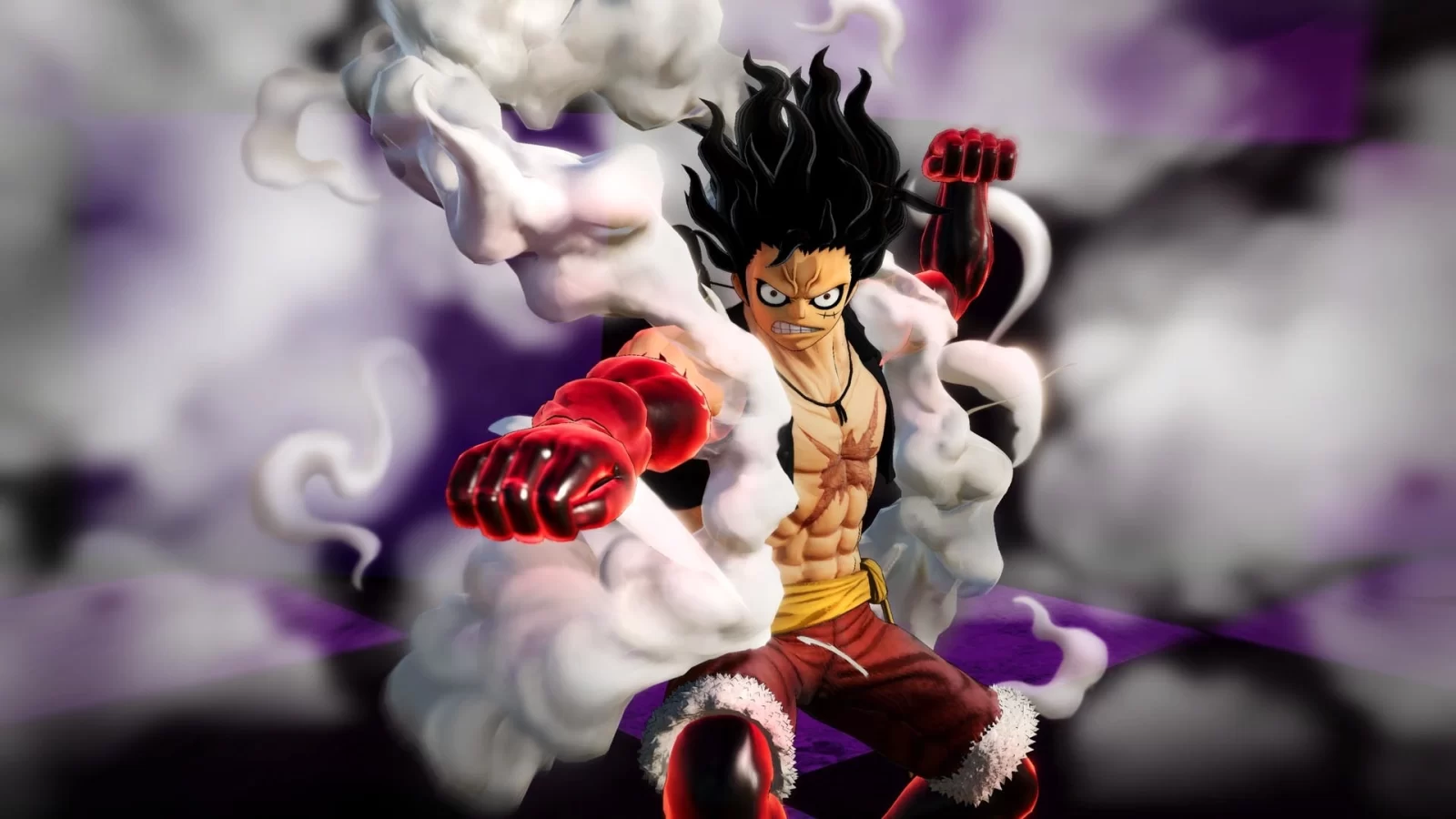 Monkey D. Luffy em sua forma Gear Fourth durante batalha em One Piece Pirate Warriors 4.