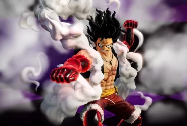 Monkey D. Luffy em sua forma Gear Fourth durante batalha em One Piece Pirate Warriors 4.