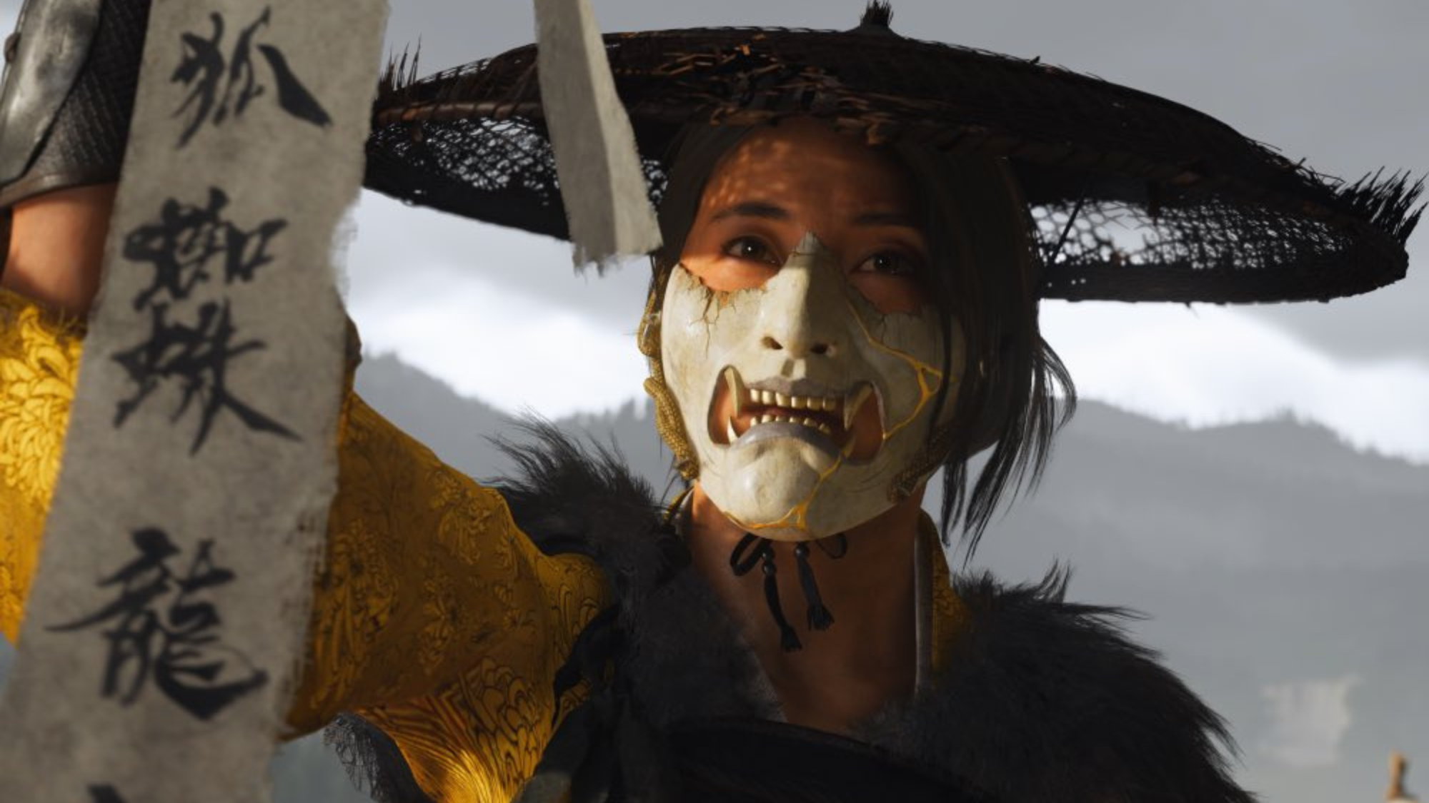 Personagem mascarada em Ghost of Yōtei