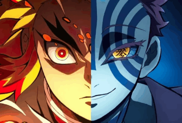 Rengoku e Akaza em Demon Slayer representando os arcos mais emocionantes dos animes shonen.
