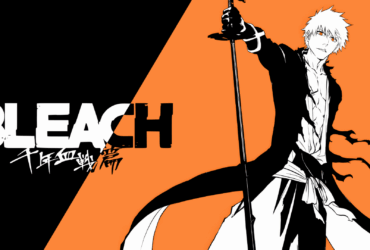 Arte promocional de Bleach: Thousand-Year Blood War mostrando Ichigo Kurosaki segurando sua Zanpakutō, em fundo dividido entre preto e laranja.