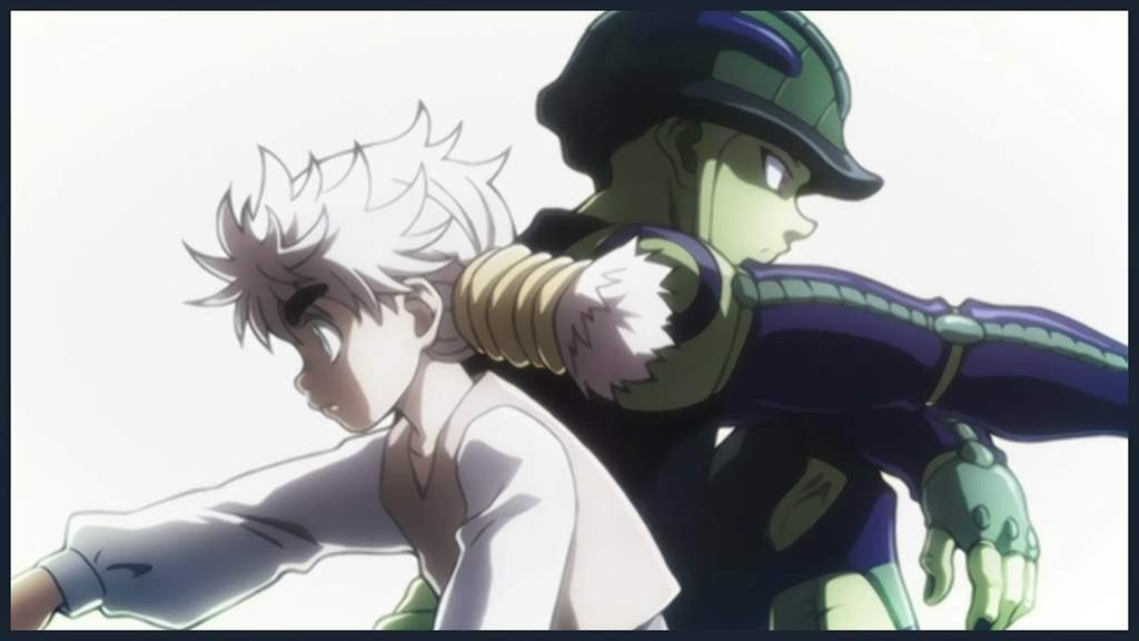 Cena de anime mostrando dois personagens próximos - um com cabelo branco prateado e outro personagem verde com capacete - em momento dramático que representa amizade improvável