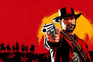Red Dead Redemption Capa - Pistoleiro Segurando uma Arma com Sol ao fundo