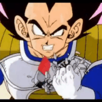 Vegeta de Dragon Ball Z com armadura Saiyan e expressão de choque ao detectar nível de poder acima de 9000, cena que originou meme icônico da cultura pop