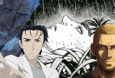 Colagem de personagens de anime incluindo Guts de Berserk e outros protagonistas marcados por traumas profundos e culpa impossível de superar