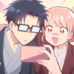 Narumi Momose e Hirotaka Nifuji personagens de Wotakoi Love is Hard for Otaku tirando selfie em cena do anime