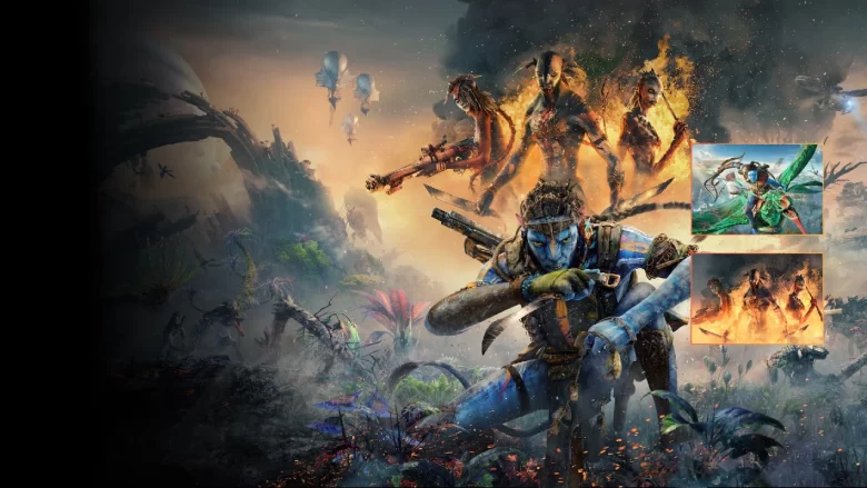 Jogabilidade em terceira pessoa em Avatar Frontiers of Pandora From the Ashes na floresta de Pandora