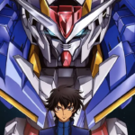 Piloto jovem em frente a Mobile Suit Gundam azul e branco, representando a revolução do realismo no gênero mecha discutida no artigo sobre evolução dos animes de robôs gigantes.