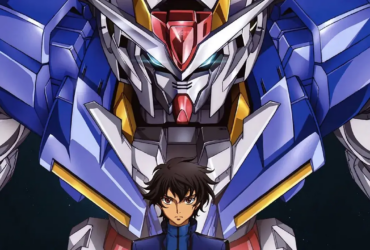 Piloto jovem em frente a Mobile Suit Gundam azul e branco, representando a revolução do realismo no gênero mecha discutida no artigo sobre evolução dos animes de robôs gigantes.