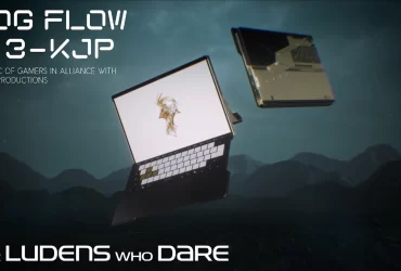 Tablet gamer ROG Flow Z13-KJP em formato 2 em 1, com teclado destacável e design exclusivo inspirado na Kojima Productions e no conceito Ludens.
