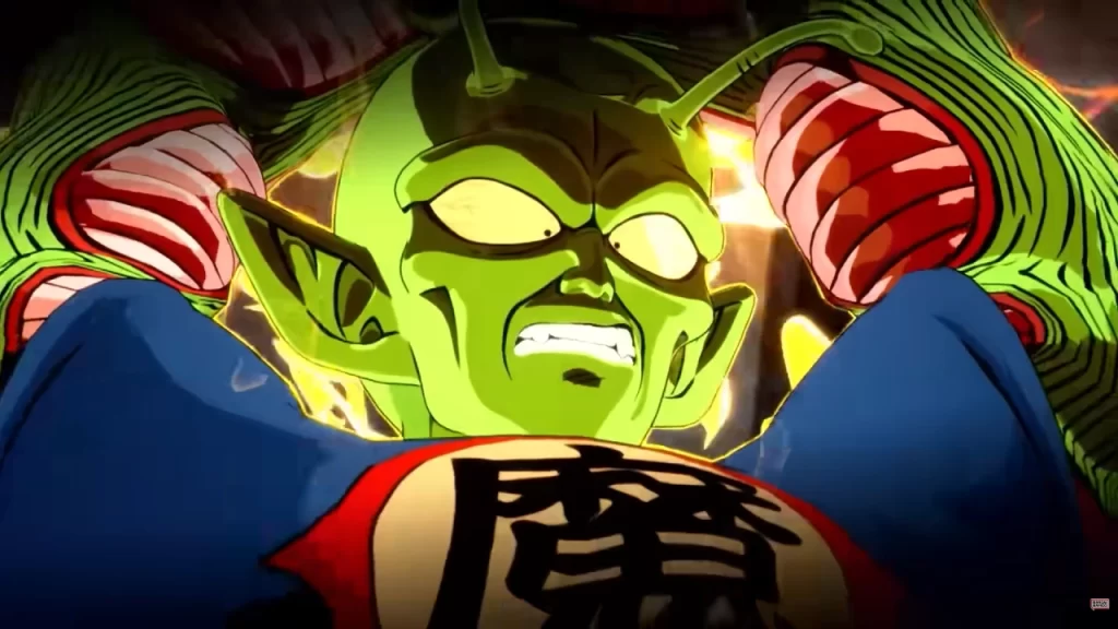 Imagem do Rei Piccolo em DRAGON BALL: Sparking! ZERO, com expressão furiosa, pele verde e músculos tensionados, envolto por energia, em uma cena de batalha intensa.