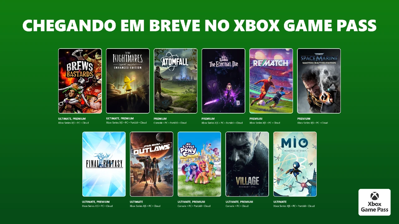 Títulos chegando ao Xbox Game Pass