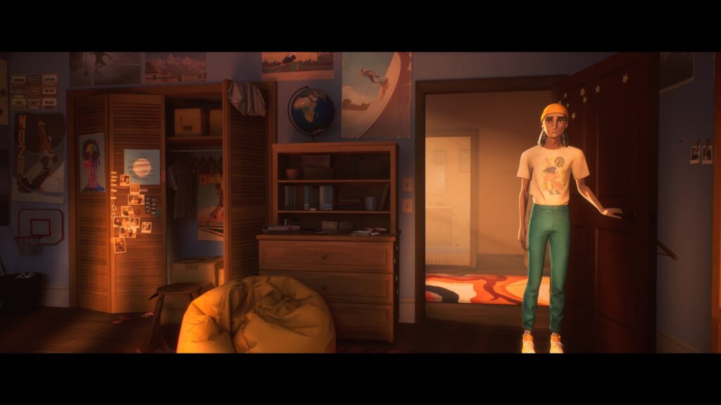 Screenshot do jogo Mixtape- Slater no quarto da Stacey