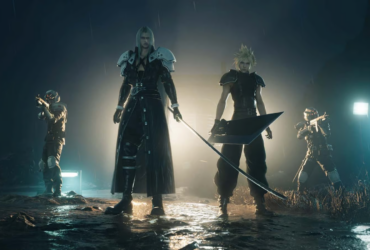 Cloud Strife e Sephiroth usando uniformes de SOLDIER, lado a lado, em imagem de Final Fantasy VII Rebirth