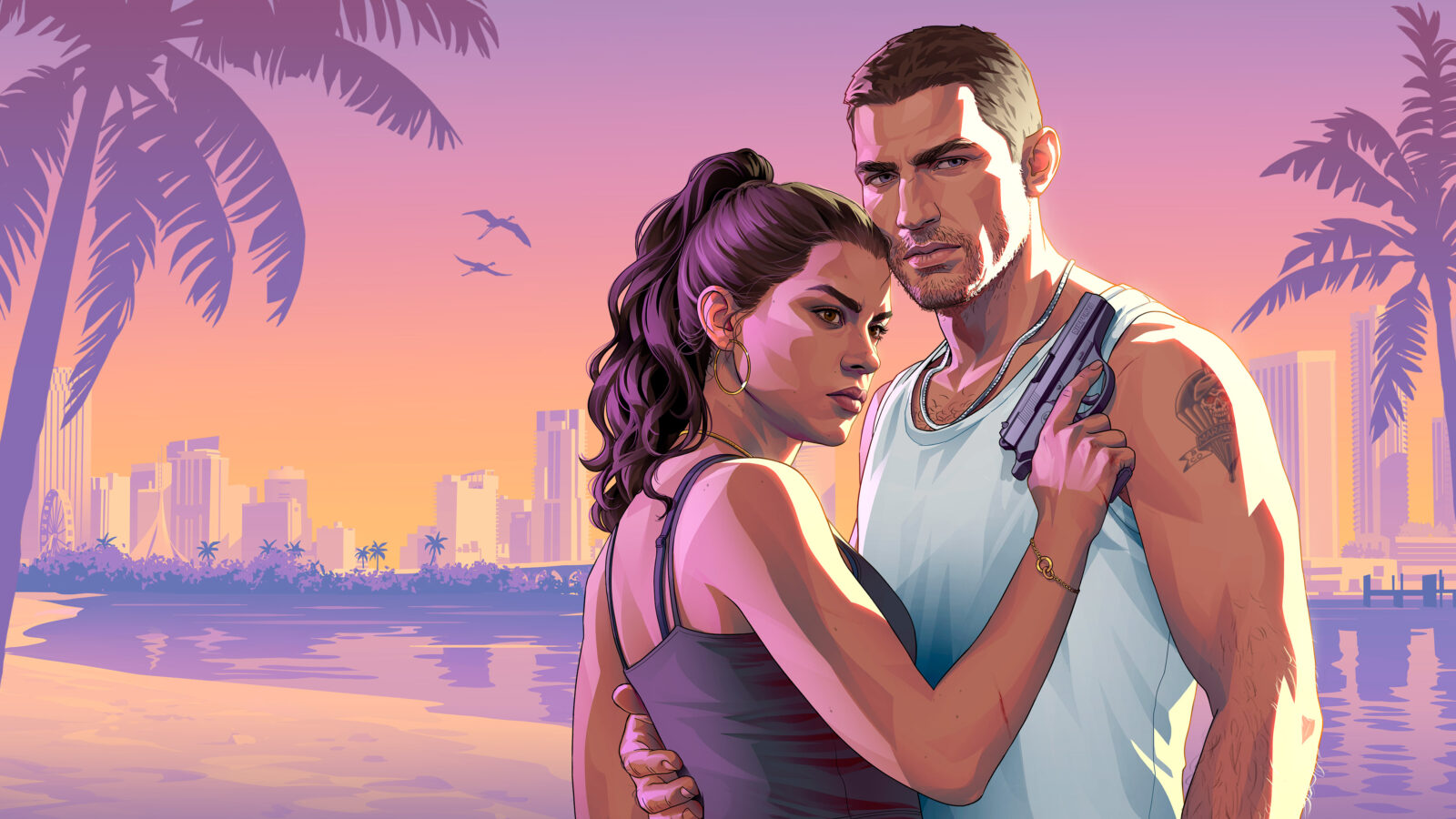 Jason e Lucia em arte oficial de Grand Theft Auto VI.