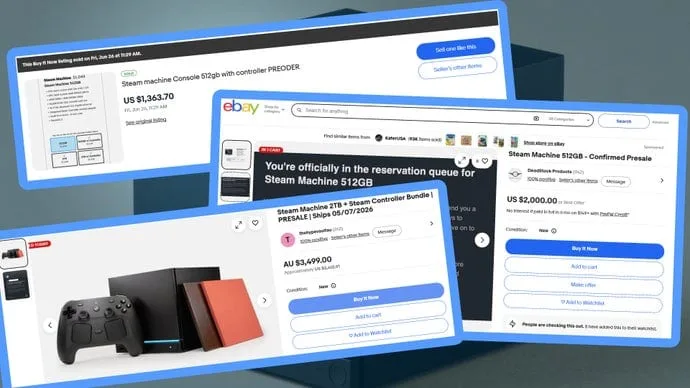 Anúncio de reserva da Steam Machine com preços inflacionados