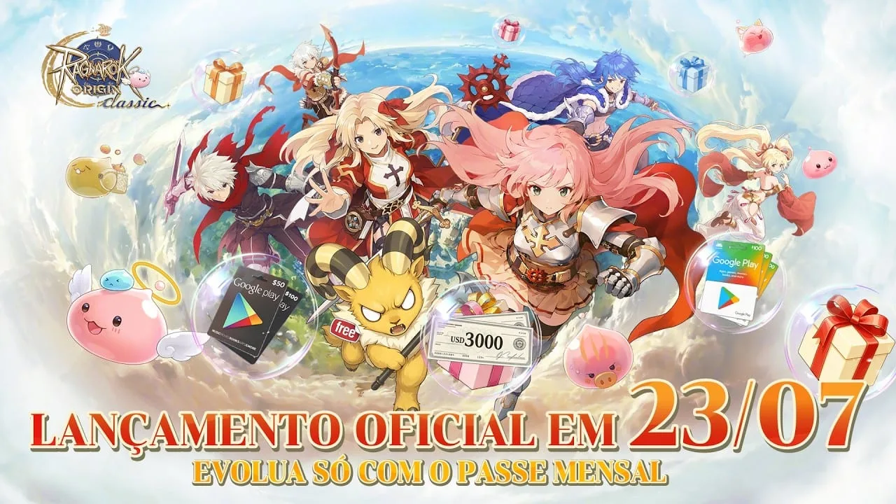 Arte de Ragnarok Origin Classic com personagens e visual anime