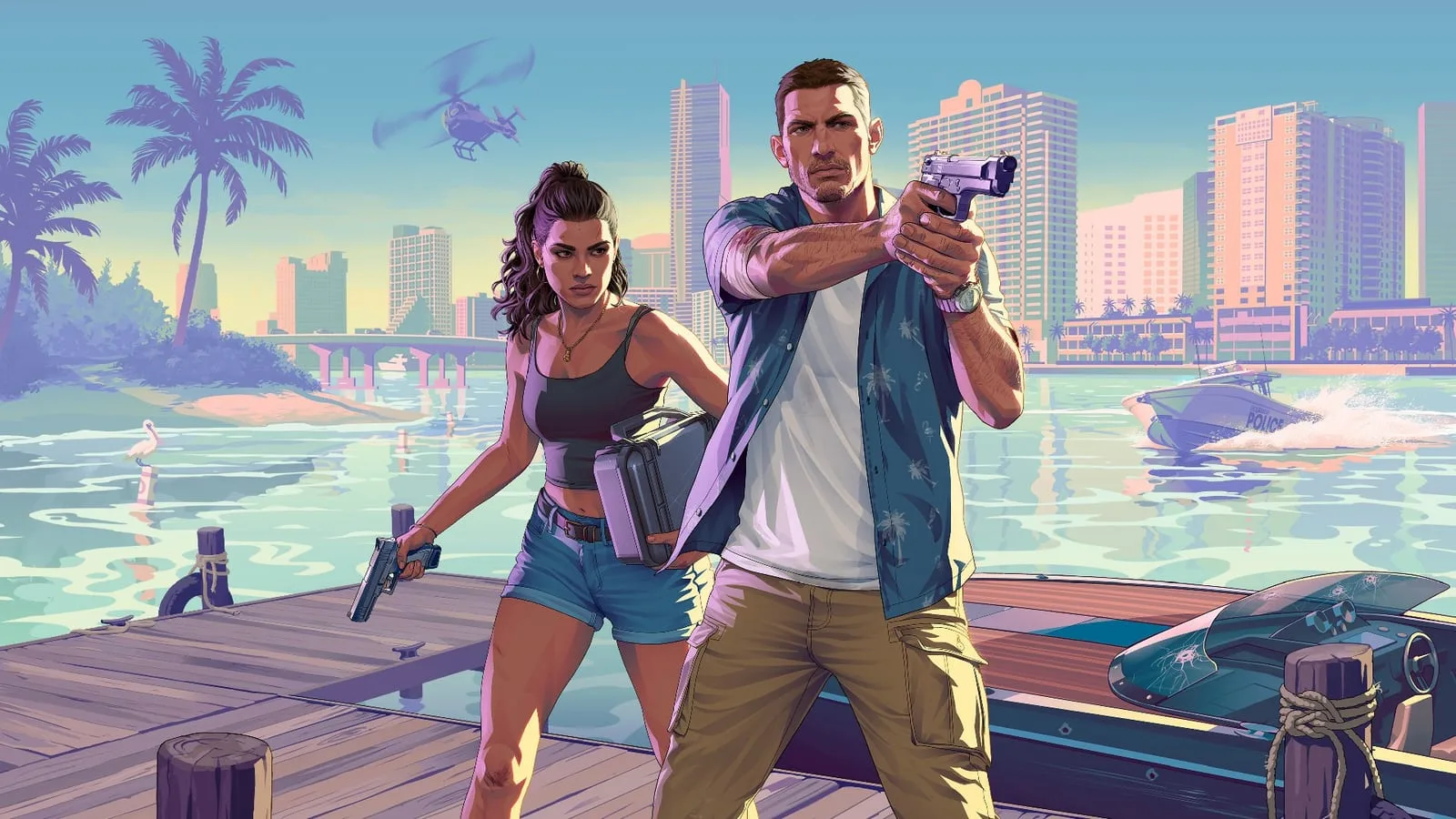 Arte oficial de GTA 6 com personagens principais