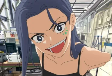 Arte oficial do anime LONA mostrando personagens principais em um cenário futurista