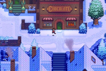 Arte oficial do jogo Haunted Chocolatier com visual pixelado em estilo top-down