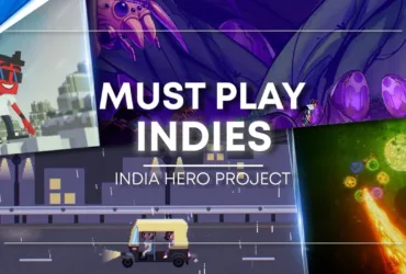 Arte promocional do India Hero Project para PS5 apresentando jogos indie