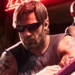 Arte promocional oficial de GTA 6 mostrando personagens e cenário detalhado