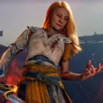 Capa divulgativa de God of War Laufey com personagens em cenário nórdico