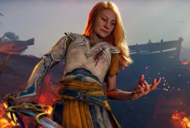 Capa divulgativa de God of War Laufey com personagens em cenário nórdico