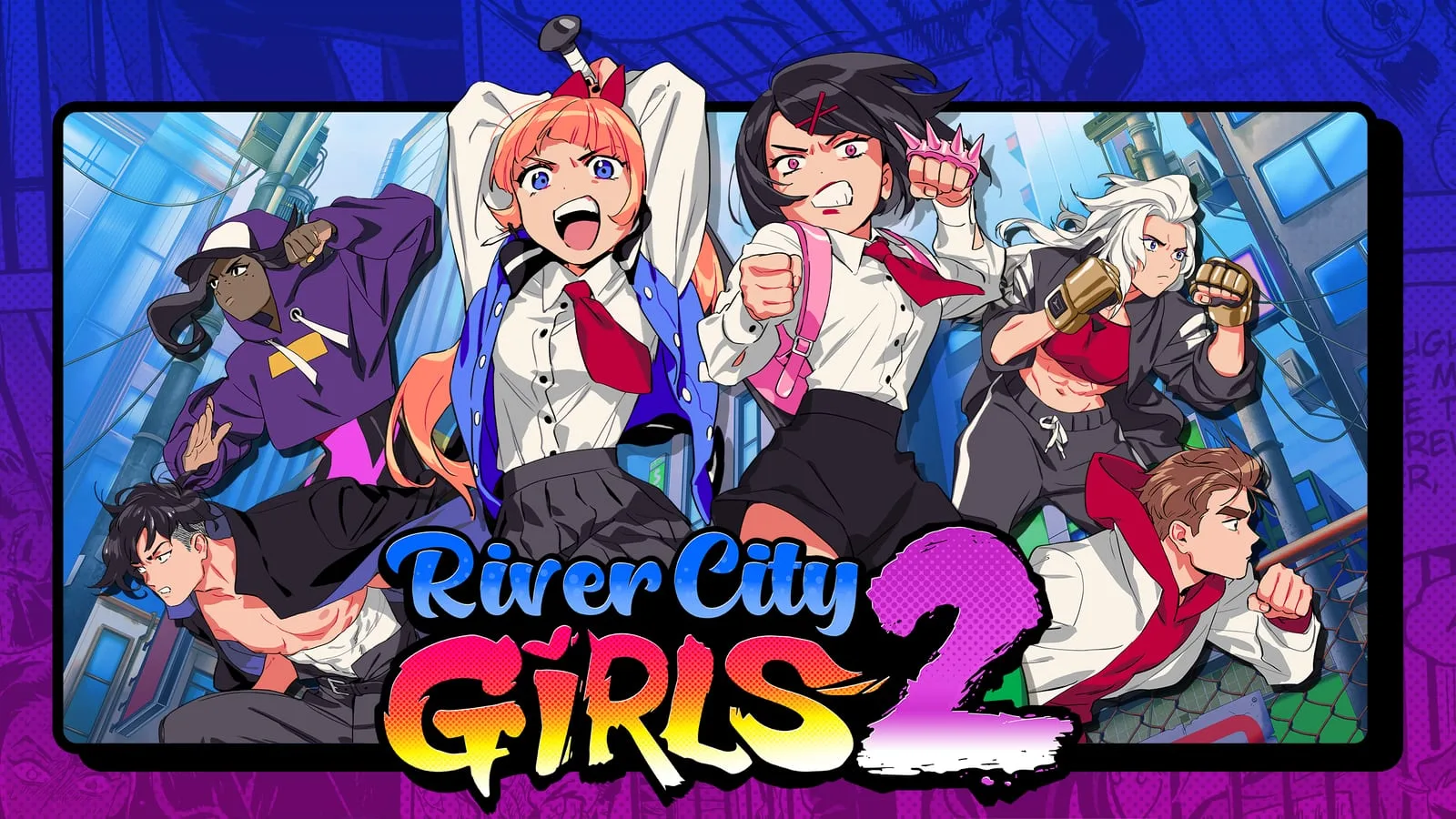 Capa oficial de River City Girls 2 com arte em pixel art mostrando as protagonistas